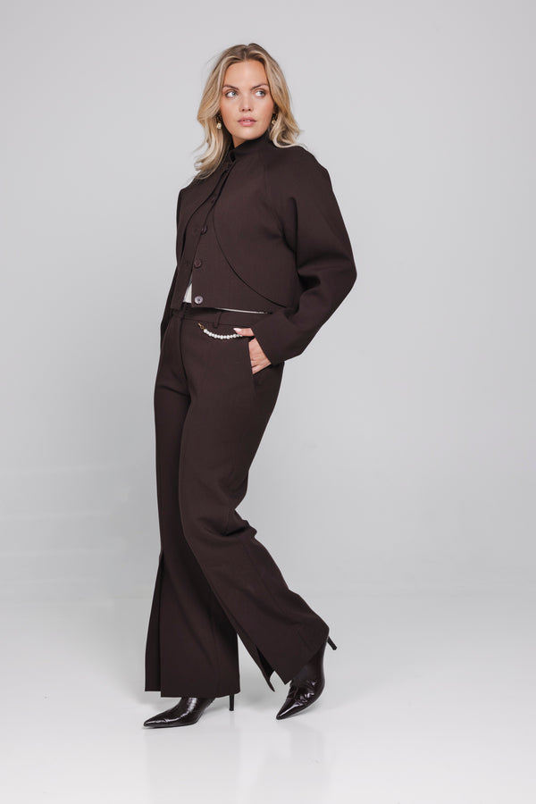 voor: Vooraanzicht Aveal wide leg pantalon van Accentil