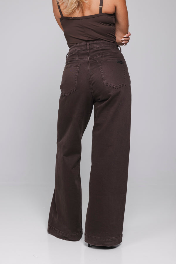 achter: Achteraanzicht Minae high waist wide leg jeans