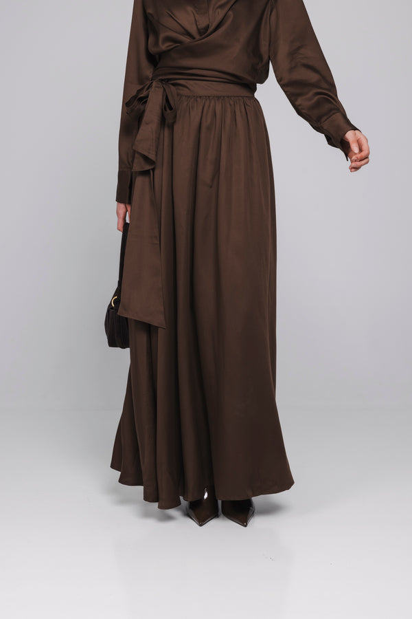 voor: Vooraanzicht Zyle high waist maxi rok